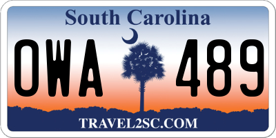 SC license plate OWA489