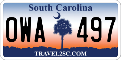 SC license plate OWA497