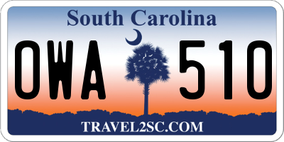 SC license plate OWA510