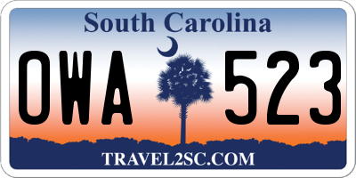 SC license plate OWA523