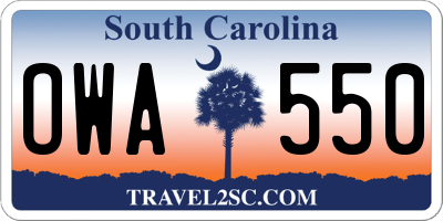 SC license plate OWA550
