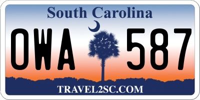SC license plate OWA587