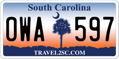 SC license plate OWA597