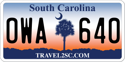 SC license plate OWA640