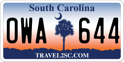 SC license plate OWA644
