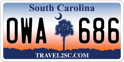SC license plate OWA686