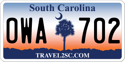 SC license plate OWA702