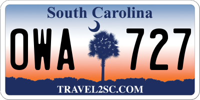 SC license plate OWA727