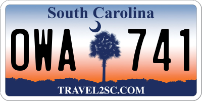 SC license plate OWA741