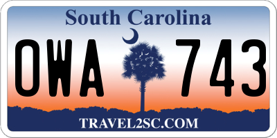 SC license plate OWA743