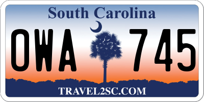 SC license plate OWA745