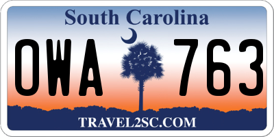 SC license plate OWA763
