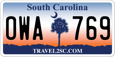 SC license plate OWA769