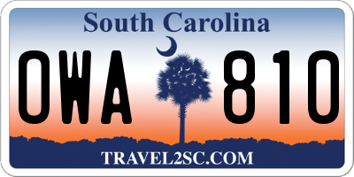 SC license plate OWA810