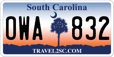 SC license plate OWA832