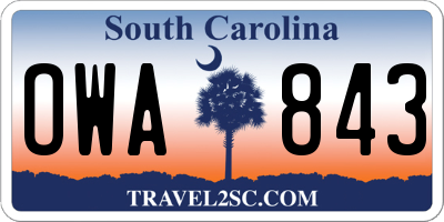SC license plate OWA843