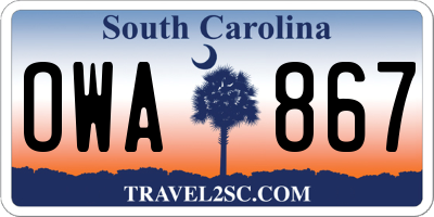 SC license plate OWA867