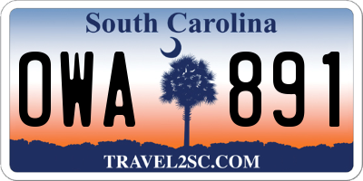 SC license plate OWA891