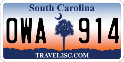 SC license plate OWA914