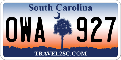 SC license plate OWA927