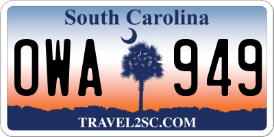SC license plate OWA949