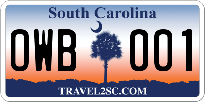 SC license plate OWB001
