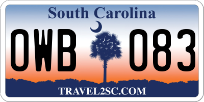 SC license plate OWB083