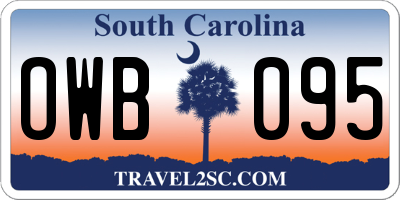SC license plate OWB095
