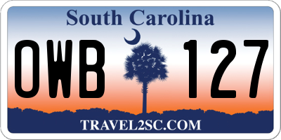 SC license plate OWB127