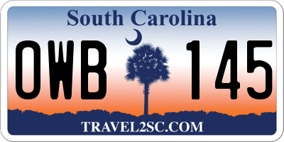 SC license plate OWB145