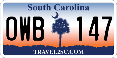 SC license plate OWB147