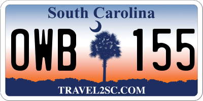 SC license plate OWB155