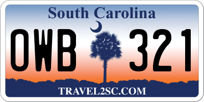 SC license plate OWB321