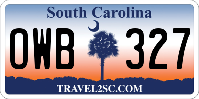 SC license plate OWB327