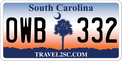 SC license plate OWB332