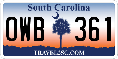 SC license plate OWB361