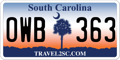SC license plate OWB363