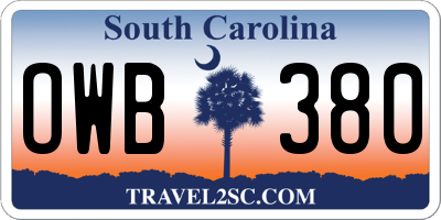 SC license plate OWB380