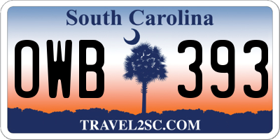 SC license plate OWB393