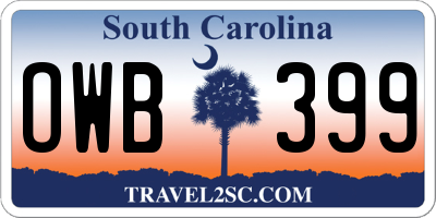 SC license plate OWB399