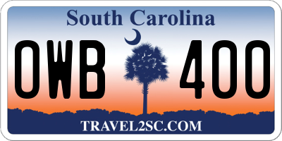 SC license plate OWB400
