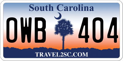 SC license plate OWB404