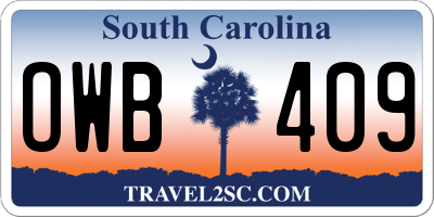 SC license plate OWB409