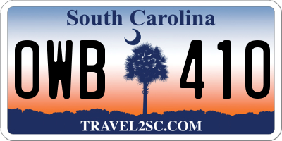SC license plate OWB410