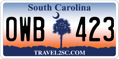 SC license plate OWB423