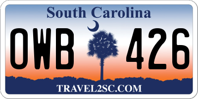 SC license plate OWB426