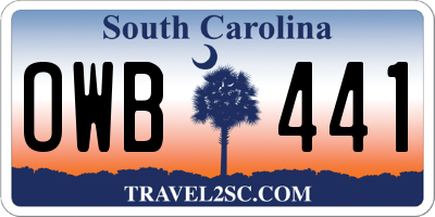SC license plate OWB441