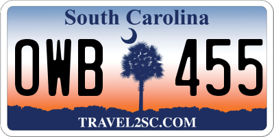 SC license plate OWB455