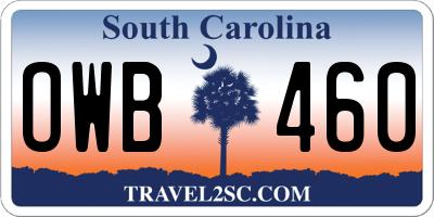 SC license plate OWB460