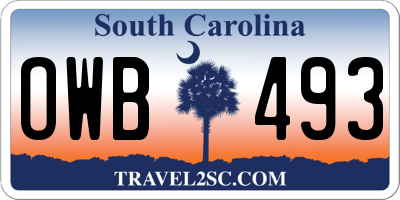 SC license plate OWB493